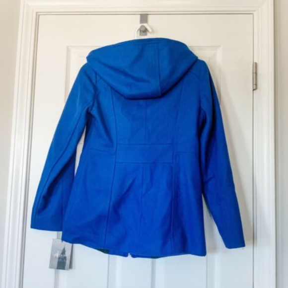 NWT London Fog Cobalt Blue Hooded Pea Coat L142360 - Picture 4 of 4
